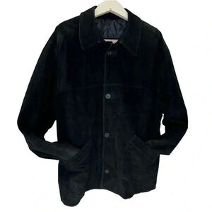Vintage Sight Read mens‎ 54 black suede utility jacket with quilted interior